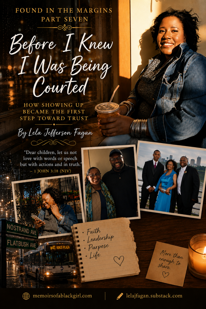 Featured image for Found in the Margins: Part Seven showing Lela Jefferson Fagan's portrait from her 2009 Poetry of a Black Girl photo session alongside family photographs, symbolizing the season when friendship, faith, career, creativity, and courtship quietly converged.